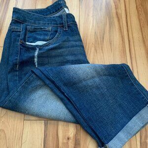 Time and Tru Cuffed Denim Capris, Distressed - Size 14